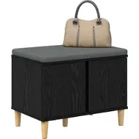 vidaXL Hallenbank Zwarte Eik 60 x 38 x 46 cm Geengineerd Hout en Stof