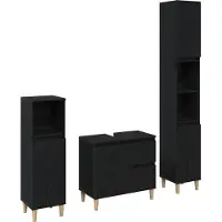 vidaXL Badkamermeubel Set Wandgemonteerd met opslag 3 pcs Zwart Eiken