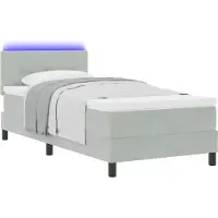 vidaXL LED Box Spring Bed Lichtgrijs 100 x 200 cm Fluweel