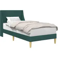 vidaXL Bedframe Effen met hoofdeinde Donkergroen 90 x 200 cm Stof