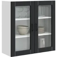 vidaXL Wandglas Kasten PORTO Zwart 80 x 31 x 80 cm Bewerkt hout