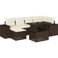 vidaXL 7-delige Loungeset met kussens poly rattan bruin