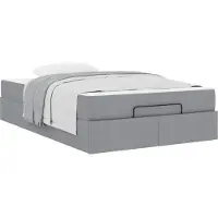 vidaXL Bedframe met matras 2 st Lichtgrijs Stof