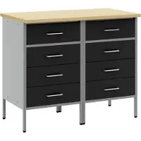 vidaXL Werk Cabinet met lade 2 pcs Zwart en Grijs 100 x 55 x 85 cm