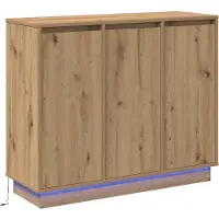 vidaXL LED Dressoir Artisan Eiken 90 x 32 x 75 cm Bewerkt hout