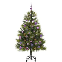 vidaXL Kunstmatige Scharnierende Kerstboom met Kegels Groen 150 cm