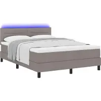 vidaXL Boxspring bed met LED-stripverlichting Taupe 140 x 200 cm Stof