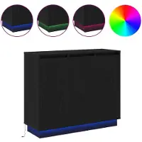 vidaXL LED-zijtafel, zwart, eikenlook, 90 x 32 x 75 cm