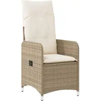 vidaXL Tuinstoel verstelbaar met kussens poly rattan beige
