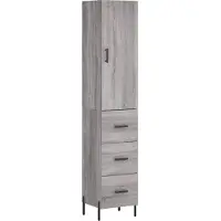 vidaXL Hoge kast 34,5x34x180 cm bewerkt hout grijs sonoma eikenkleurig