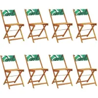 vidaXL Opklapbare stoelen, 8 stuks, groene stof en massief hout.