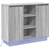 vidaXL LED Dressoir Grijs Sonoma 90 x 32 x 75 cm Bewerkt hout