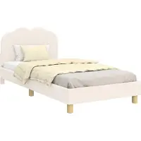 vidaXL Kinderen bedframe met hoofdboard Crèmekleurig 80 x 200 cm