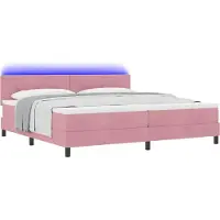 vidaXL LED Box Spring Bed met hoofdeinde Roze 200 x 200 cm Fluweel