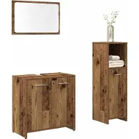 vidaXL 3-delige Badkamermeubelset bewerkt hout oud houtkleurig