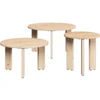 vidaXL Salontafel 3 st Naturel 47,5 x 47,5 x 27 cm Massief grenenhout
