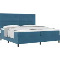 vidaXL Boxspringbed met hoofdeinde, donkerblauw, 200 x 200 cm, fluweel