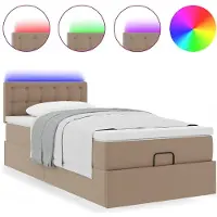 vidaXL Ottoman bed met matrassen en LED's 90x200cm kunstleer