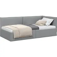 vidaXL Hoek Bed Frame met hoofdeinde Lichtgrijs 80 x 200 cm Stof