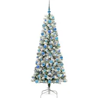 vidaXL Kunstmatige Hinged Kerstboom met 300 LED Groen en Wit 180 cm