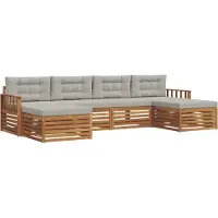 vidaXL Buiten bank set 6 st Natuurlijk en Licht Grijs