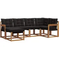 vidaXL Buiten bank set 6 st Natuurlijk en zwart