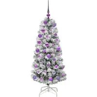 vidaXL Kunstmatige Hinged Kerstboom met 150 LED Groen en Wit 120 cm