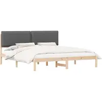 vidaXL Bedframe met Gevoerde Hoofdbord Donkergrijs 180 x 200 cm