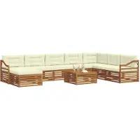 vidaXL Buiten bank set 9 st Natuurlijk en Crème Massief Acacia Hout