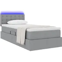vidaXL LED opbergbed met matras Lichtgrijs 90 x 200 cm Stof
