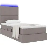 vidaXL LED opbergbed met matras Taupe 90 x 200 cm Stof