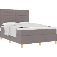 vidaXL Boxspring bed met hoofdeinde Taupe 140 x 190 cm Stof