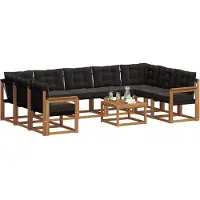 vidaXL Buiten bank set 10 st Natuurlijk en zwart