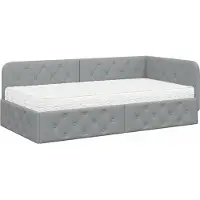 vidaXL Hoek Bed Frame Lichtgrijs 100 x 200 cm Stof