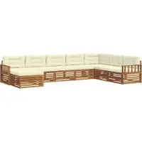 vidaXL Buiten bank set 8 st Natuurlijk en Crème Massief Acacia Hout