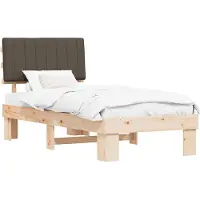 vidaXL Bedframe met gestoffeerd hoofdeinde, taupe, 90 x 190 cm