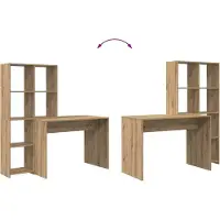 vidaXL Bureau Artisan Eiken Bewerkt hout 138,5 x 55 x 143 cm