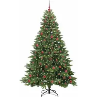 vidaXL - Kunstkerstboom - met - 300 - LED - met - standaard - Groen - 210 - cm - PE - en - PVC