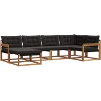 vidaXL Buiten bank set 6 st Natuurlijk en zwart Massief Acacia Hout