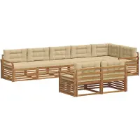 vidaXL Buiten bank set 8 st Natuurlijk en Beige