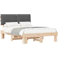 vidaXL Bedframe met Gevoerde Hoofdbord Donkergrijs 135 x 190 cm