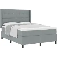 vidaXL Boxspring bed met kussen Lichtgrijs 190 x 140 cm Stof