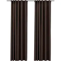 vidaXL Gordijnen linnen-look verduisterend haken 2 st 140x245 cm taupe