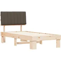 vidaXL Bedframe met Gevoerde Hoofdbord Taupe 90 x 190 cm