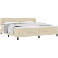 vidaXL Boxspring bed met hoofdeinde Crème 200 x 200 cm Stof