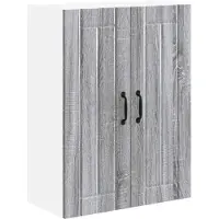 vidaXL Wandglas Kasten LUCCA Grijs Sonoma 60 x 31 x 80 cm Bewerkt hout
