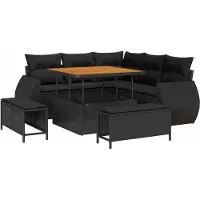 vidaXL Tuinbank Set 8 st Zwart poly rattan