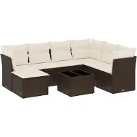 vidaXL 8-delige Loungeset met kussens poly rattan bruin