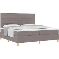 vidaXL Boxspring bed met hoofdeinde Taupe 200 x 200 cm Stof
