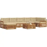 vidaXL Buiten bank set 8 st Natuurlijk en Beige